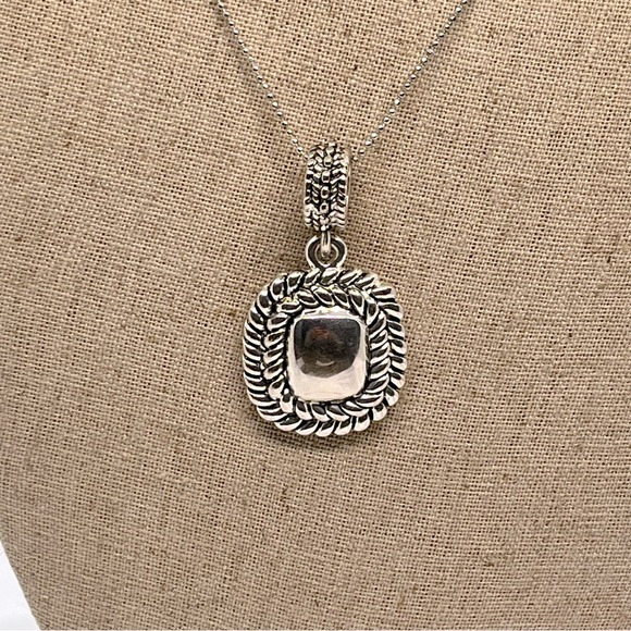 Best Brand Vintage 24’ Silver Tone Pendant Necklace and Cuff Bracelet Signed - Picture 2 of 14